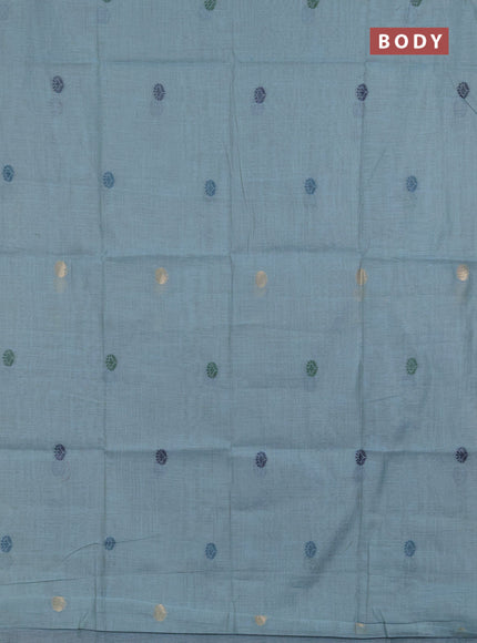 Jamdhani cotton saree pastel blue and navy blue with allover thread & zari woven buttas and jamdhani pallu
