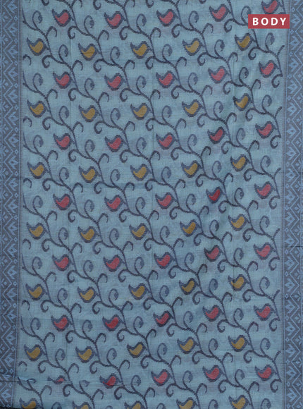 Jamdhani cotton saree pastel blue and navy blue with thread woven buttas and jamdhani pallu