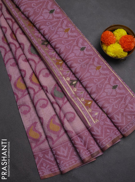 Jamdhani cotton saree lavender and purple with thread woven buttas and jamdhani pallu