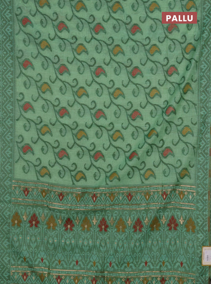 Jamdhani cotton saree light green and green with thread woven buttas and jamdhani pallu