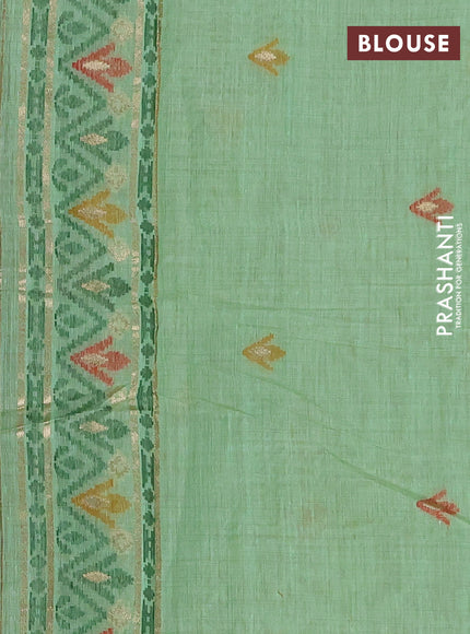 Jamdhani cotton saree light green and green with thread woven buttas and jamdhani pallu