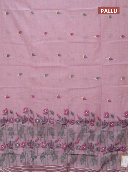 Jamdhani cotton saree lavender and purple with thread woven buttas and jamdhani pallu