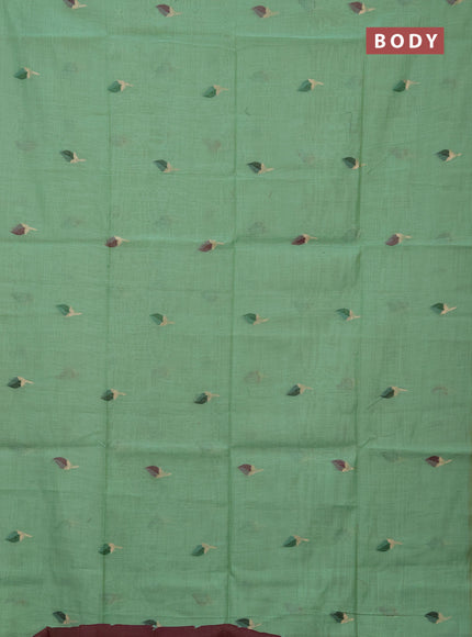 Jamdhani cotton saree teal green and purple with thread woven buttas and jamdhani pallu