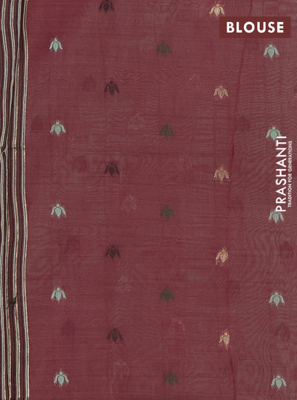 Jamdhani cotton saree teal green and purple with thread woven buttas and jamdhani pallu