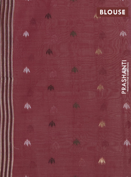 Jamdhani cotton saree beige and purple with thread woven buttas and jamdhani pallu