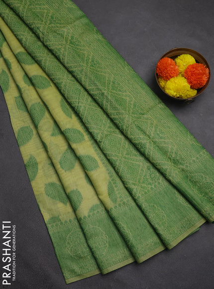 Jamdhani cotton saree pista green and green with allover thread woven buttas and jamdhani pallu