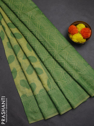 Jamdhani cotton saree pista green and green with allover thread woven buttas and jamdhani pallu