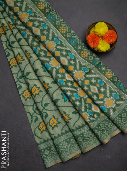 Jamdhani cotton saree pista green with allover thread weaves and jamdhani pallu