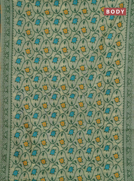 Jamdhani cotton saree pista green with allover thread weaves and jamdhani pallu