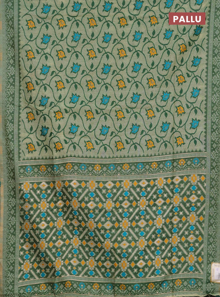 Jamdhani cotton saree pista green with allover thread weaves and jamdhani pallu