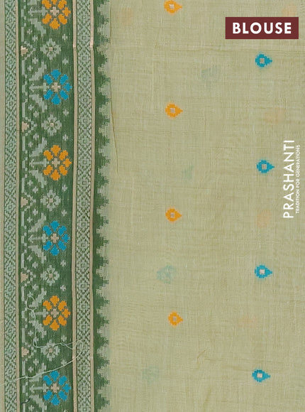 Jamdhani cotton saree pista green with allover thread weaves and jamdhani pallu
