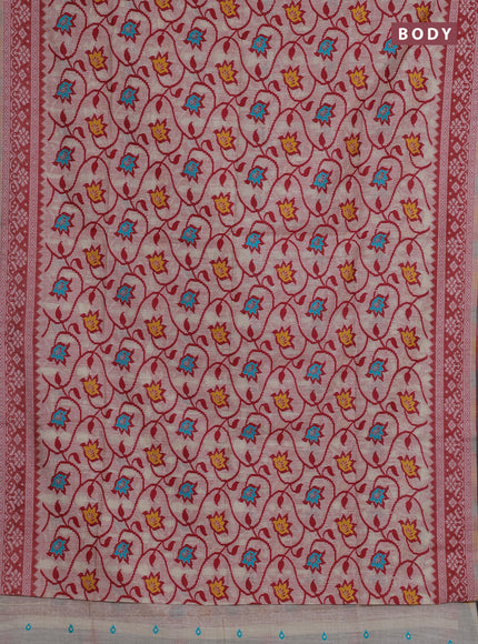 Jamdhani cotton saree beige with allover thread weaves and jamdhani pallu