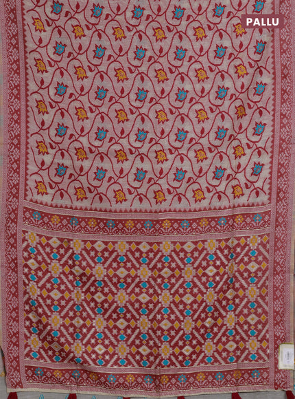 Jamdhani cotton saree beige with allover thread weaves and jamdhani pallu