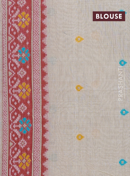 Jamdhani cotton saree beige with allover thread weaves and jamdhani pallu