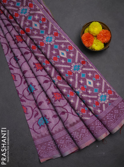 Jamdhani cotton saree lavender and purple with allover thread weaves and jamdhani pallu