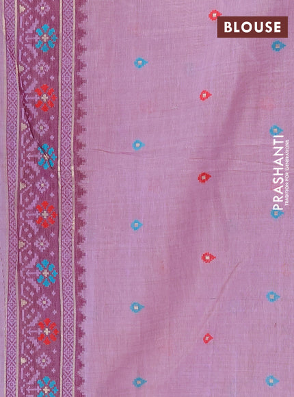 Jamdhani cotton saree lavender and purple with allover thread weaves and jamdhani pallu
