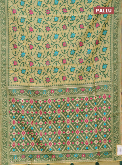 Jamdhani cotton saree pale yellow with allover thread weaves and jamdhani pallu