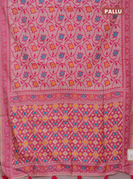 Jamdhani cotton saree peach shade with allover thread weaves and jamdhani pallu