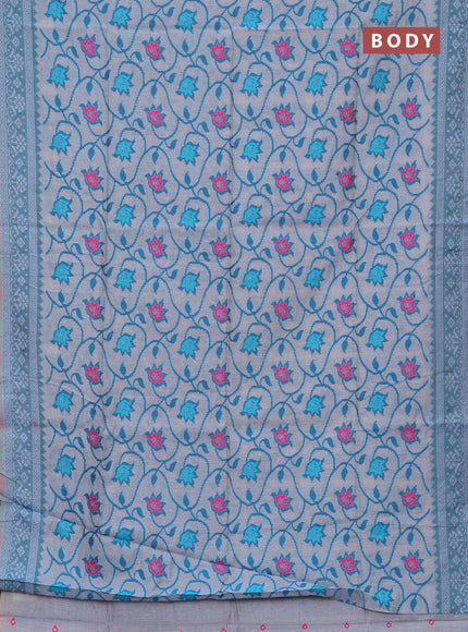 Jamdhani cotton saree pastel blue with allover thread weaves and jamdhani pallu
