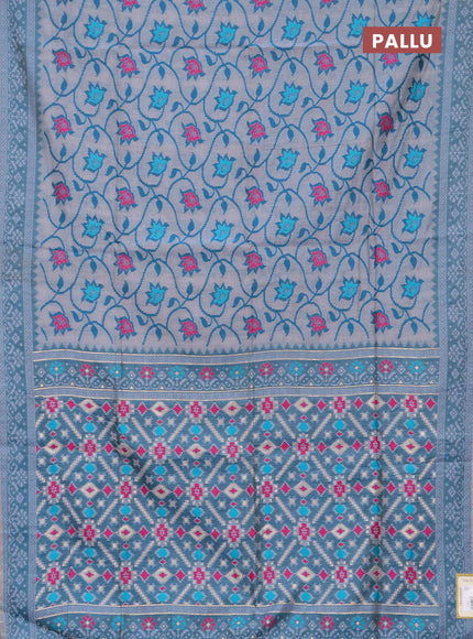 Jamdhani cotton saree pastel blue with allover thread weaves and jamdhani pallu