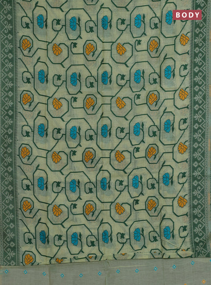 Jamdhani cotton saree pista green and green with allover thread weaves and jamdhani pallu