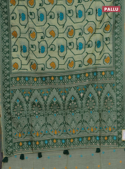 Jamdhani cotton saree pista green and green with allover thread weaves and jamdhani pallu