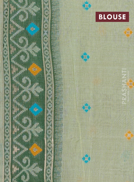 Jamdhani cotton saree pista green and green with allover thread weaves and jamdhani pallu