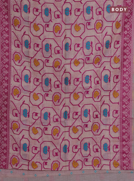 Jamdhani cotton saree peach shade and pink with allover thread weaves and jamdhani pallu