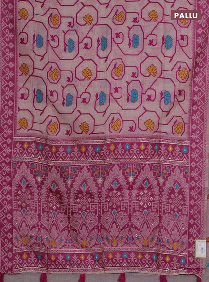 Jamdhani cotton saree peach shade and pink with allover thread weaves and jamdhani pallu