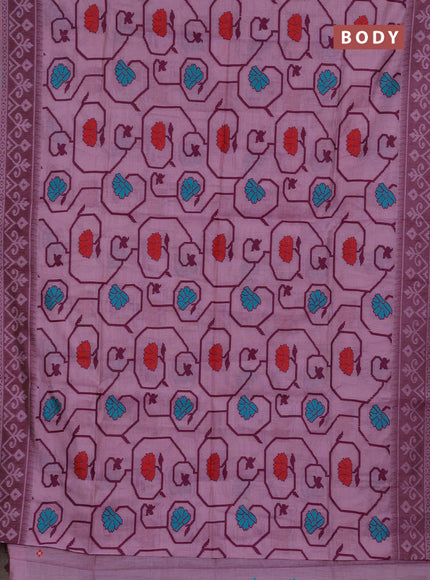 Jamdhani cotton saree lavender and purple with allover thread weaves and jamdhani pallu