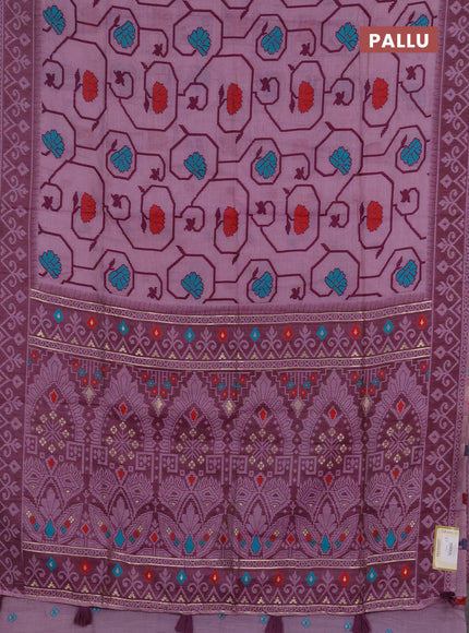 Jamdhani cotton saree lavender and purple with allover thread weaves and jamdhani pallu