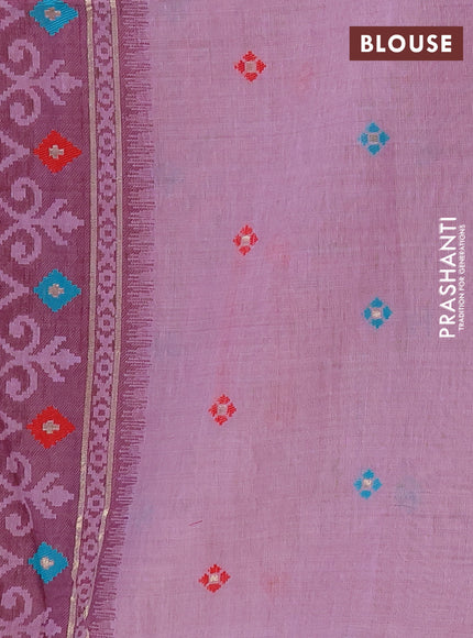 Jamdhani cotton saree lavender and purple with allover thread weaves and jamdhani pallu