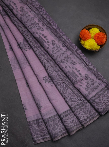 Jamdhani cotton saree lavender and pink with thread woven buttas and jamdhani pallu