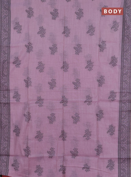 Jamdhani cotton saree lavender and pink with thread woven buttas and jamdhani pallu