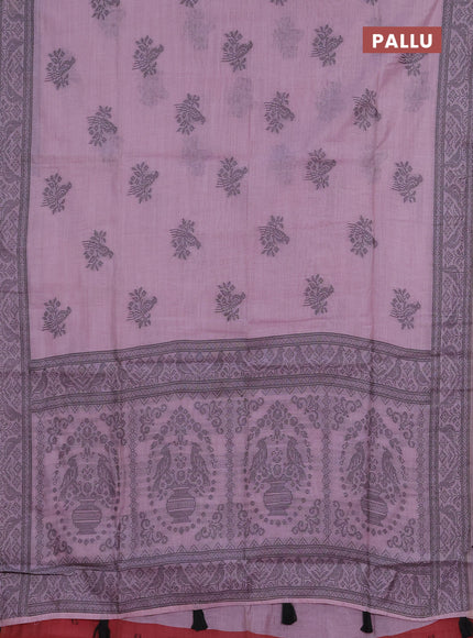 Jamdhani cotton saree lavender and pink with thread woven buttas and jamdhani pallu