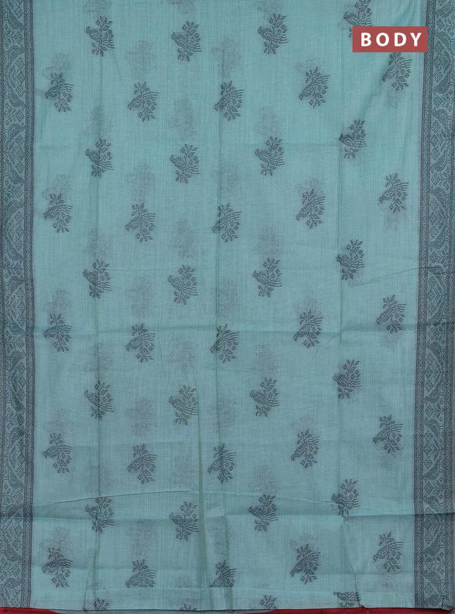 Jamdhani cotton saree pastel blue and pink with thread woven buttas and jamdhani pallu