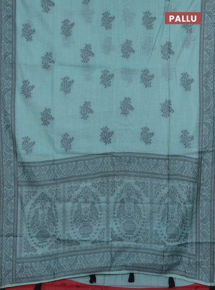 Jamdhani cotton saree pastel blue and pink with thread woven buttas and jamdhani pallu