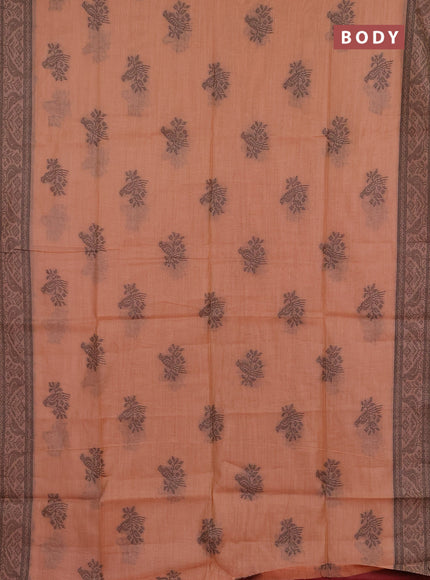 Jamdhani cotton saree peach orange and pink with thread woven buttas and jamdhani pallu