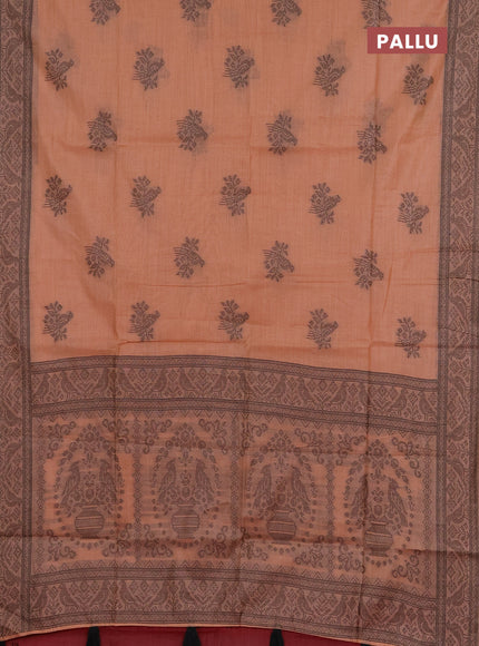 Jamdhani cotton saree peach orange and pink with thread woven buttas and jamdhani pallu