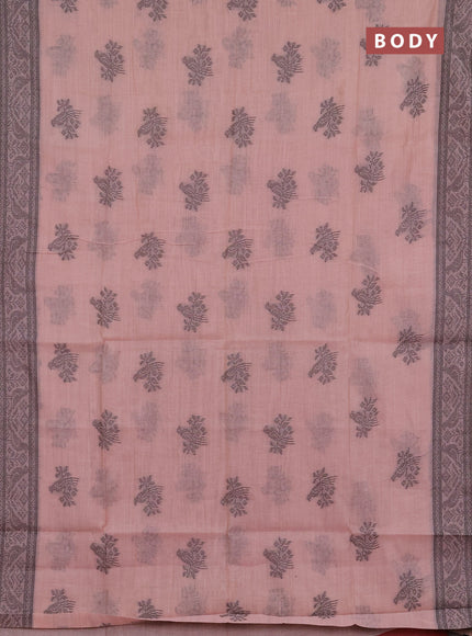 Jamdhani cotton saree peach shade and pink with thread woven buttas and jamdhani pallu
