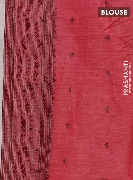 Jamdhani cotton saree beige and pink with thread woven buttas and jamdhani pallu