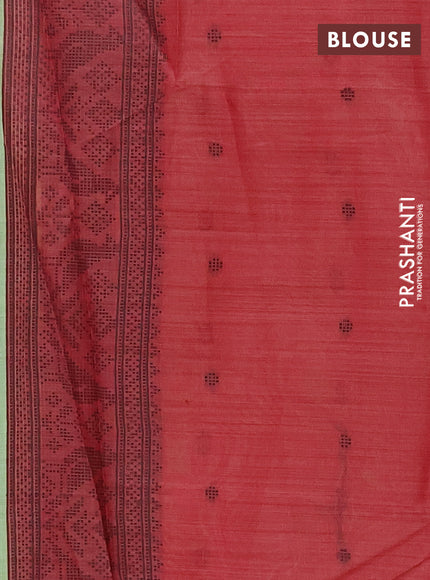 Jamdhani cotton saree pista green and pink with thread woven buttas and jamdhani pallu