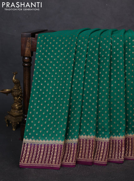 Banarasi georgette saree green and wine shade with allover thread & zari woven buttas and woven border