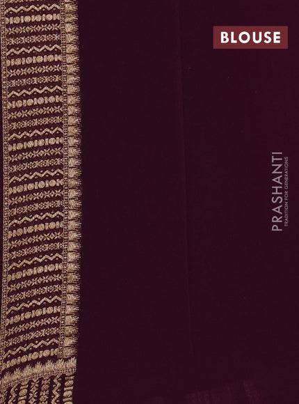 Banarasi georgette saree green and wine shade with allover thread & zari woven buttas and woven border