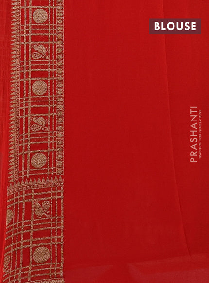 Banarasi georgette saree orange with allover thread & zari weaves and woven border