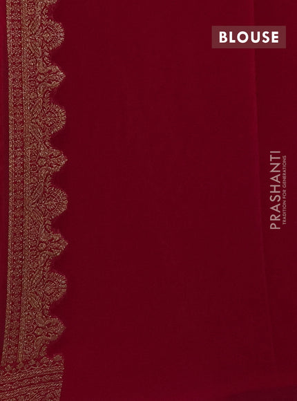 Banarasi georgette saree green and pink with allover thread & zari woven buttas and woven border