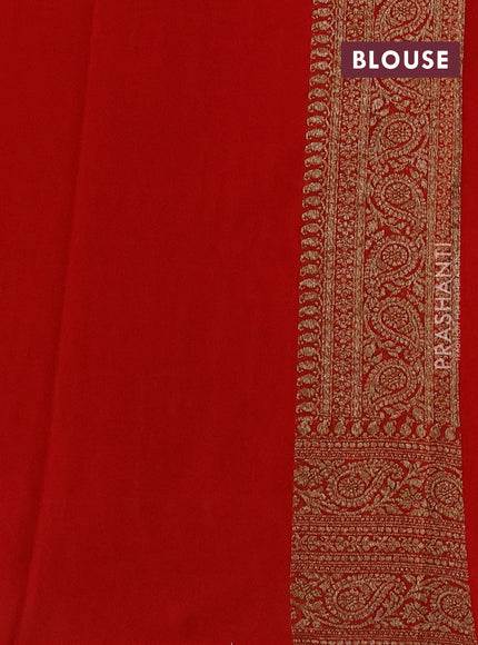 Banarasi georgette saree pink and red with allover thread & zari checks buttas and woven border