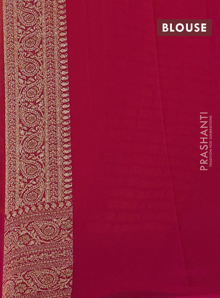 Banarasi georgette saree mustard yellow and pink with allover thread & zari checks buttas and woven border