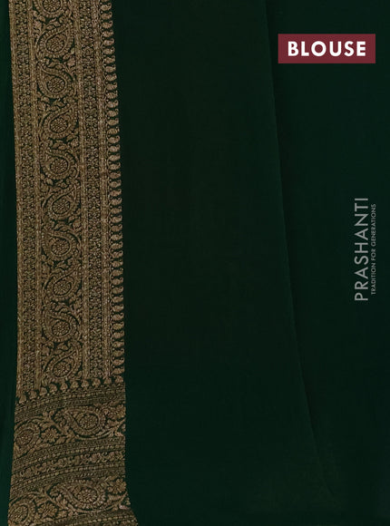 Banarasi georgette saree red and green with allover thread & zari checks buttas and woven border
