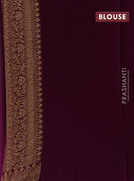 Banarasi georgette saree green and purple with allover thread & zari woven buttas and woven border